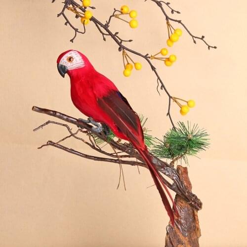 28cm Handmade Simulation Parrot Foam Feather Macaw Garden Lawn Figurine Ornament Animal Bird Garden Bird Parrot Prop Decorations