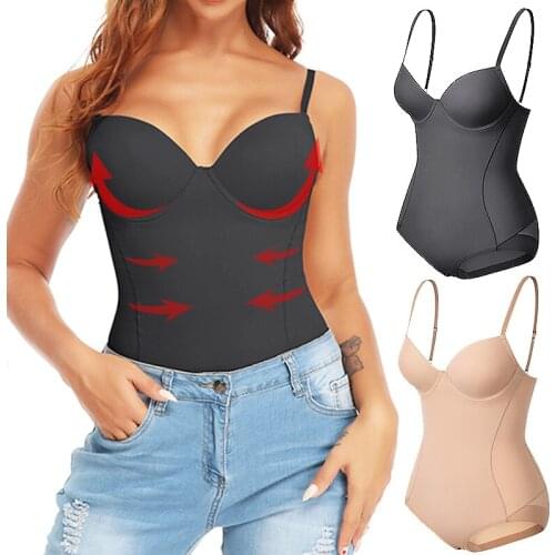 Women Waist Trainer Shapewear Tummy Control Fajas Colombianas Body Shaper Sexy V-Neck Corset Bodysuit Built-In Bra Camisole Tops