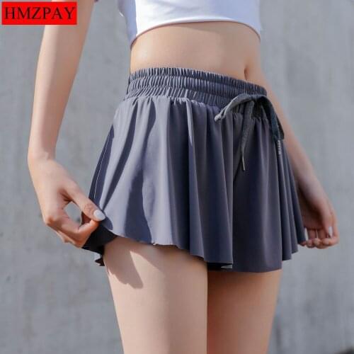 Summer Running Shorts Women 2 In 1 Marathon Quick Dry Shorts Gym Loose Sport Shorts Breathable Yoga Shorts Tennis Shorts Skirt
