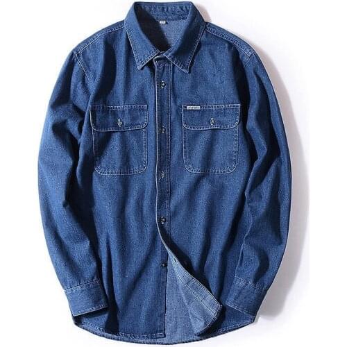 2020 New Arrival Hot Sale Brand Clothing Denim Shirt Casual Shirts Full Turn-down Collar Open Stitch Solid Men Chemise Homme