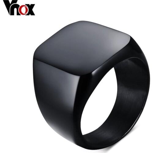 Vnox Mens Signet Rings Cool Fashion Individuality Stainless Steel 5 Color Party Jewelry