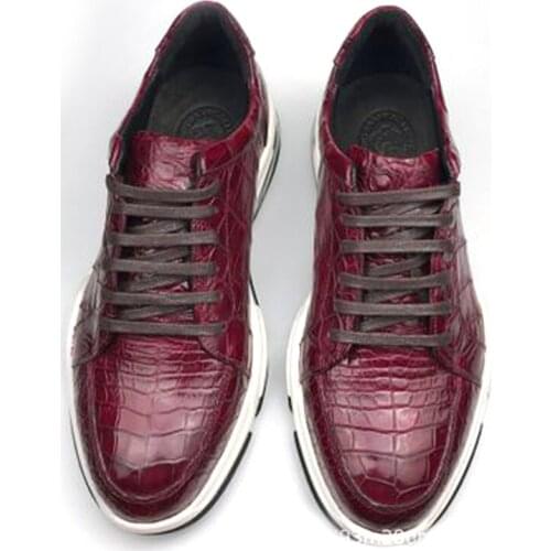 Chue new crocodile Men shoes Genuine men crocodile shoes lace-up manual leisure male crocodile Leather shoes Men shoes