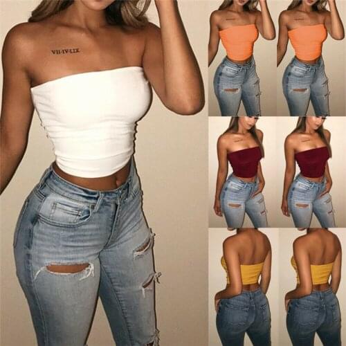 New Women Sexy Off Shoulder Strapless Casual Tank Vest Sleeveless Summer Bodycon Slim Tank Crop Tops Camis Clubwear Outwear