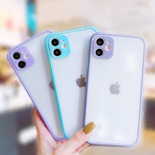 New Square Shockproof Case For iPhone 11 12 Pro XR X XS Max Clear Cover For iPhone 7 8 Plus Luxury Transparent Matte Back Cover