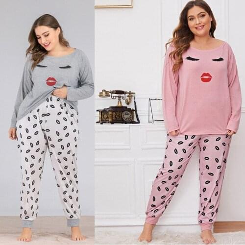 2021Spring and Autumn Womens Pajamas Fashion Round Neck Long Sleeve Plus Size Home Service Sleep Tops Pijamas Women Sleepwear