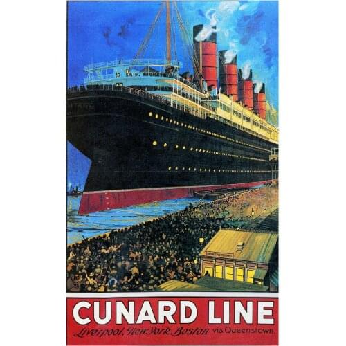 VINTAGE Travel CUNARD LINE Liverpool New York Boston Cruise Ship Art Film Print Silk Poster Home Wall Decor 24x36inch