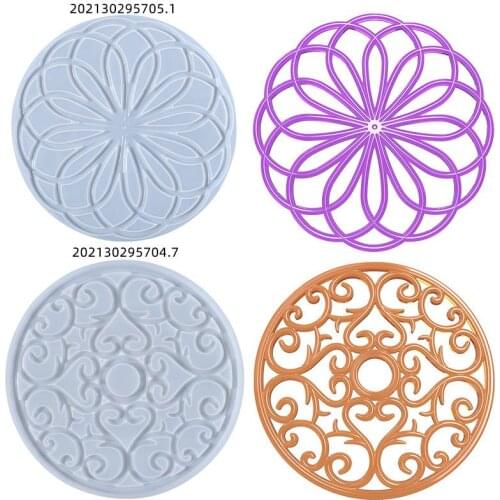 Mandala Coaster Epoxy Resin Mold Round Tray Cup Mat Casting Silicone Mould DIY Crafts Home Decoration Making Tool