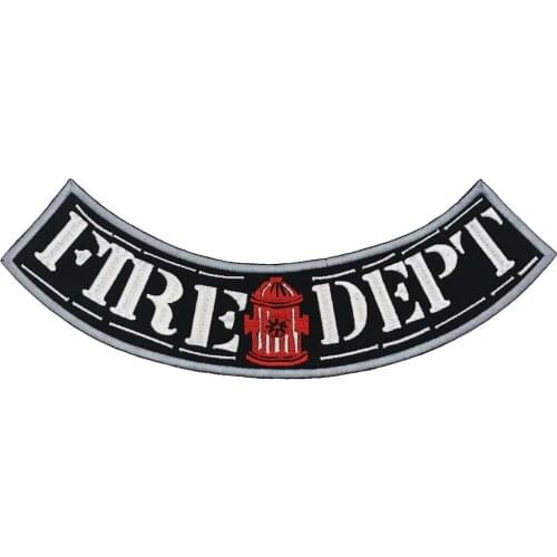 FIRE DEPT rocker Patch Embroidered Applique Sewing Label punk biker Patches Clothes Stickers Apparel Accessories Badge