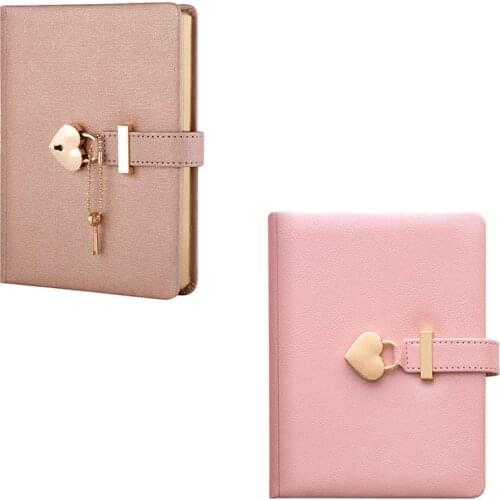 PPYY-Heart Shaped Combination Lock Diary with Key Personal Organizers Secret Notebook Gift for Girls and Women