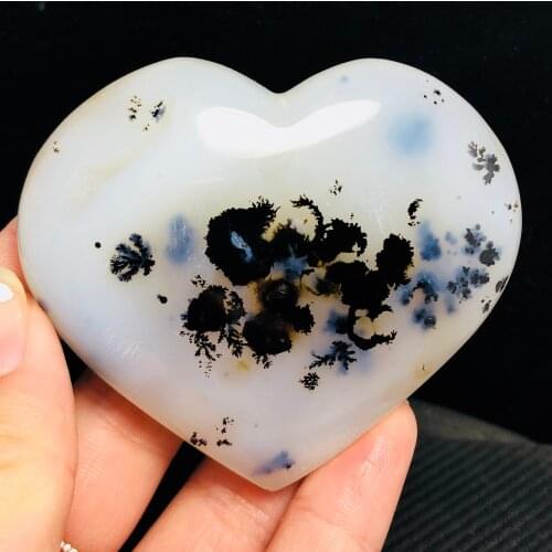 Natural rare agate heart massage crystal and mineral reiki healing