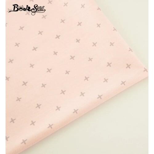 Booksew Pink 100% Cotton Fabric Cross Pattern Telas Por Metro Patchwork Algodon Material For Quilts Cloth Tissu Dress Baby Kids