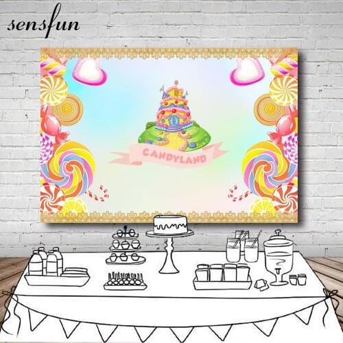 Sensfun Photography Backdrop Candyland Colorful Candy Bar Castle Girls Birthday Party Backgrounds For Photo Studio 7x5FT Vinyl