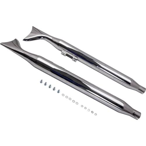 Silver 36” Fishtail Exhaust Pipe Slip Ons 3" O.D for Harley Touring 1995-2016