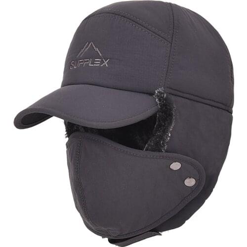 Men Winter Caps Thermal Warm Faux Fur Bomber Hats Women Ear Flap Face Mouth Cover Windproof Cycling Ski Cap Thicken Sport Caps