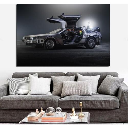 Delorean Time Machine Silk Painting Wall Art Back To The Future Classic Car Canvas Posters and Prints Modern Home Decorations