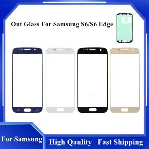 Replacement Screen Outer Glass For Samsung S6 G920 S6 Edge G925 G925F LCD Touch Screen Front Glass Outer Panel Lens + Adhesive