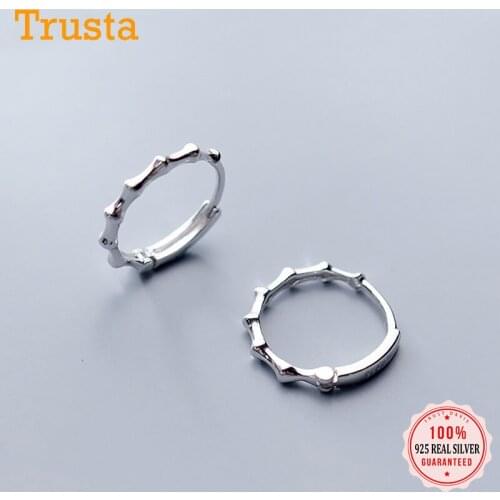 Trustdavis Real 925 Sterling Silver Hoop Earring Bamboo Ear Cuff Clip On S925 Earrings Gift For Women Girl Teen Jewelry DA1987