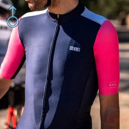 Team Velo Cycling Jersey Men Classic MTB Riding Shirt Short Sleeve Performance Apparel Male Pink Fashion Stitching Style