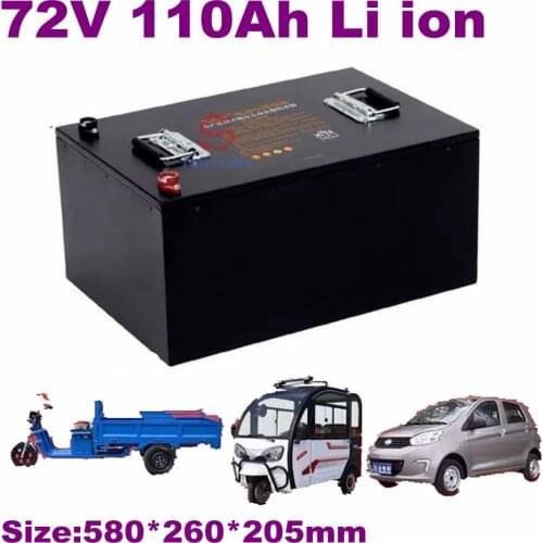 Waterproof case 72V 110Ah 200Ah Li-ion battery with 100A BMS for 7200W bike tricycle Forklift EV motorcycle scooter +10A Charger
