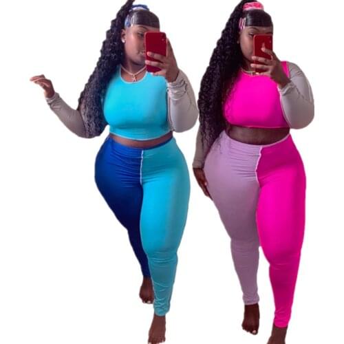 Women Fall Clothing Long Sleeve Crop Top and Pants Set Leggings Two Piece Set for Women Plus Size Outfits Wholesale Dropshipping