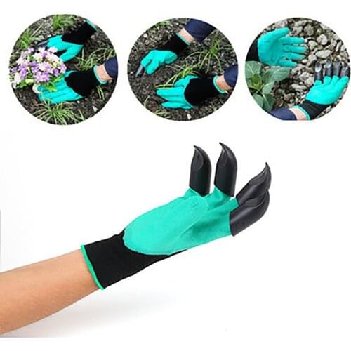 1 Pair Garden Gloves 4/8 Hand Claw ABS Plastic Waterproof Garden Digging Rubber Gloves for Gardening Digging Planting Durable