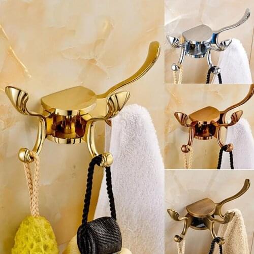 1PC 3 Hooks Rotatable Hanging Robe Hooks Wall Mounted Aluminum Alloy Coat Hanger Hook Bathroom Towel Clothes Bath Ball Rack