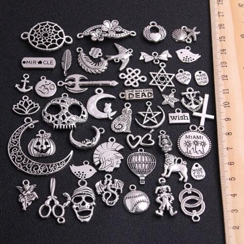 20pcs Vintage Metal 3 Color Mix Size Random 20-200 Style Charms Pendant for Jewelry Making Diy Handmade Jewelry
