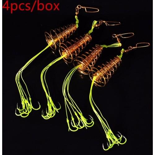 4pcs Anti-winding Explosion Hook Hanging Explosion Hook Tool High Carbon Fishing Hooks Carp Spherical Feeder Bomb Proof Spring