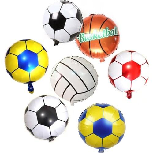 5Pcs 18Inch Soccor Foil Balloons Round Football Basketball Air Globos For Birthday Party World Cup Party Decoration Ballon