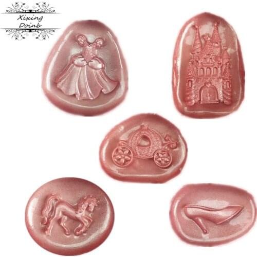 5PC Pumpkin Car Dream Castle Crystal High Heels Fondant Molds Cake Decorating Tools Chocolate Soap Mold Cake Stencils