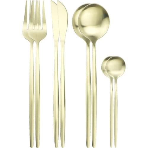 8Pcs Cutlery Set Knives Forks Tea Spoon Dinner Set Stainless Steel Dinnerware Set Kitchen Tableware Silverware Set Drop Shipping