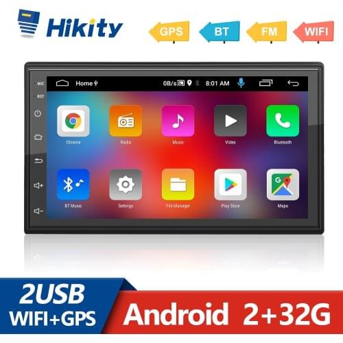 Hikity Android 10 2 Din Android GPS Car Radio Stereo 2+32GB 7'' Microphone RDS Car Multimedia Player for VW Nissian Toyota Kia