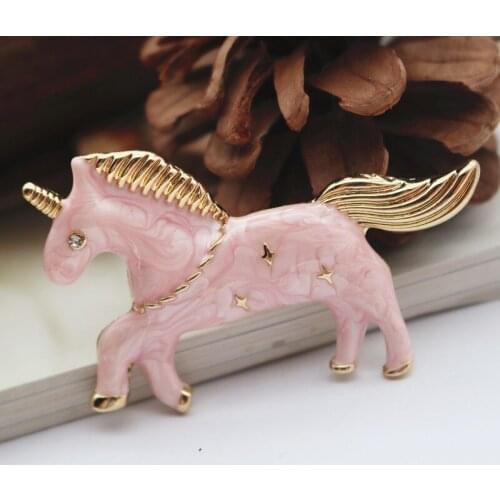 6pcs/ lot wholesale fashion jewelry accessories enamel metal unicorn brooch pin