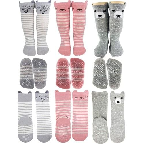 Kids Non-slip socks Baby Girl Knee High Socks 8-24 Months Toddler Girls Long Non-slip/Non-Skid cotton new born boy clothes socks