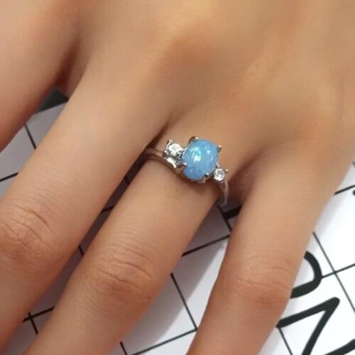 CAOSHI Exquisite Artificial Opal Rings Popular Womens Party Jewelry Romantic Valentines Day Gifts for Couples Cute Accessories