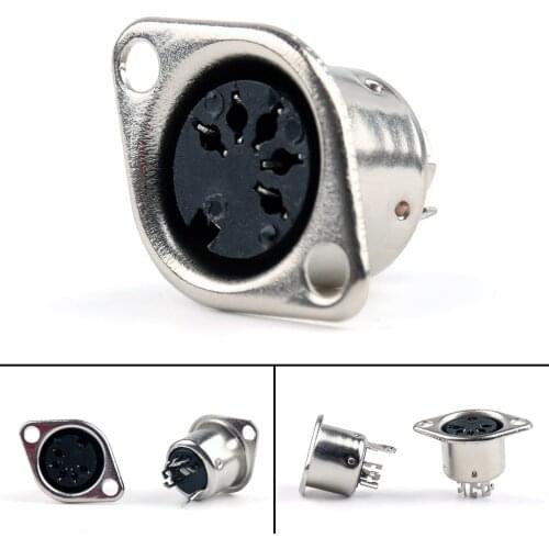 Artudatech 6 Pcs/50 Pcs Din Female Jack Cable Connector Adapter 5 Pin Plug Panel Mount Solder Parts