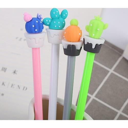 Cactus Gel Pen0.5mm Cartoon Stationery Kawaii Pens Novelty Student Gel Pen Cute Black Writing Pens Kawaii School Supplies