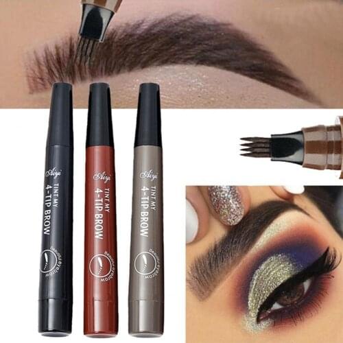 5Colors Long Lasting Brown Liquid Eyebrow Pen Waterproof 4 Fork Tip Eyebrow Tattoo Pencil Women Eye Cosmetic Beauty Makeup