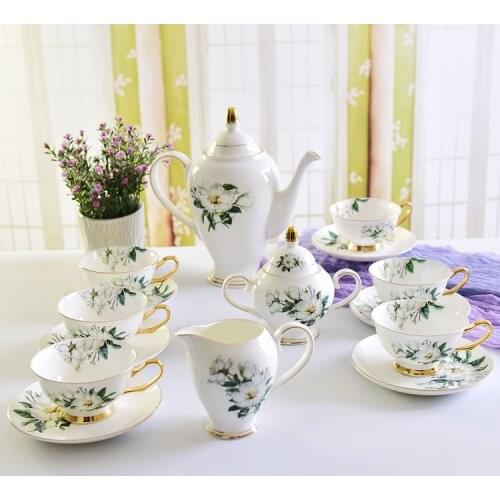 Ceramic 15 head coffee set bone china gift water set