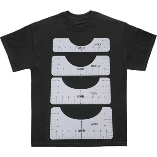 4pcs T-Shirt Alignment Ruler T-Shirt White Ruler Guide For Guiding T-Shirt Design Fashion Rulers With Size Chart
