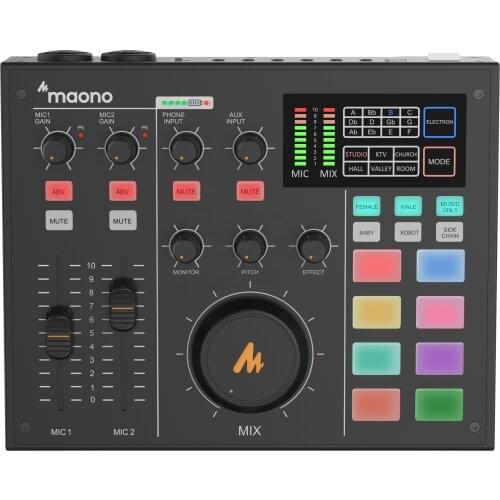 MAONOCASTER All-In-One Podcast Production Studio with Condenser Mic and Headphones Audio Interface For Live Streaming