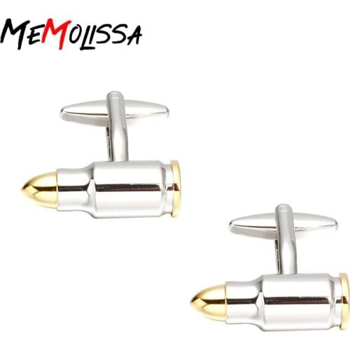 MeMolissa 3 Pairs Bullet Cufflinks Wholesale&retail Copper Novelty Gold-color Bullet Design High Quality gifts for men Manchette