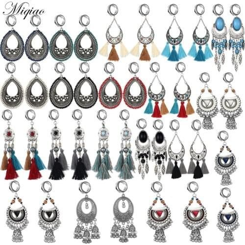 Miqiao 2pcs Hot Sale Bohemian Wind Bell Braided Winding Tassel Earrings 6mm-30mm Piercing Jewelry