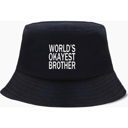 Worlds Okayest Brother Shirt Funny Panama Bucket Hat Women Fishing Hats Bob Panamas Fisherman Cap Cotton Outdoor Sunscreen Caps