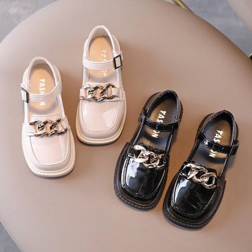 Fashion Metal Chain Princess Scholar Shoes GirlS ChildrenS Autumn Shoes Kids Dance Shoes 2021 Baby Dress Party Shoes 2-12 Year