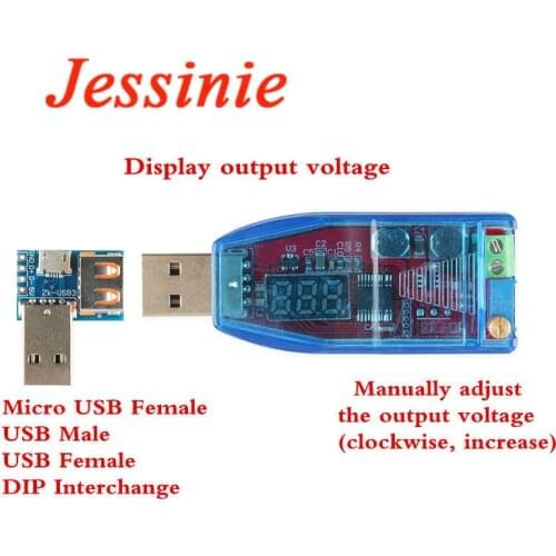 USB Power Module DC-DC Adjustable Buck-boost 3-USB Adapter Board Micro USB Female Male USB Female DIP 3 IN 1