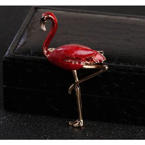 2018 Fashion Jewelry Korean Enamel Pin Crystal Flamingo Brooch Lapel Pin Men Suit Brooch Broche Hijab Vintage Brooches For Women