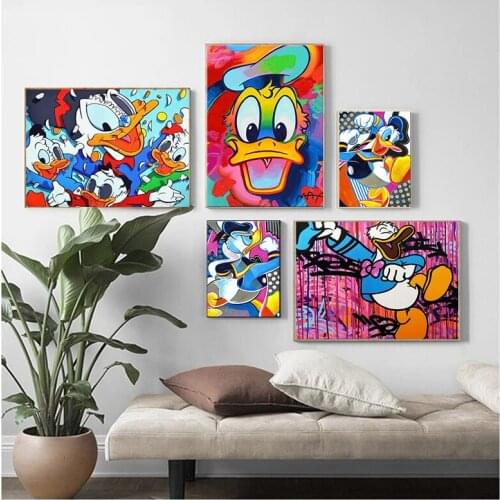 5D Diamond Painting Kits Disney Cartoon Mickey Mouse Donald Duck Colorful Graffiti Canvas Paintings Wall for Room Home Decor Gi
