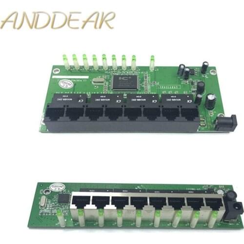 OEM 10 / 100mbps RJ45 8 Port Fast Ethernet Switch module Lan Hub US EU Plug 5v Adapter Power Supply Network Switch motherboard