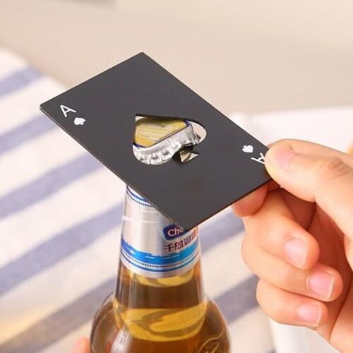 2pcs/Set Beer Bottle Opener Poker Card Spades A Personalized Paint Sprayed Thicken Iron Bar Tool Kitchen Gadgets